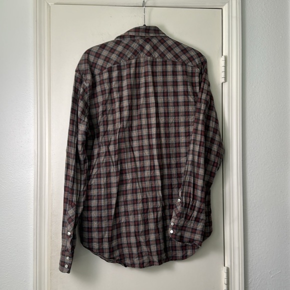 Billy Reid Men's Red Pearl Snap Plaid Western Button Down Size Large - Picture 5 of 7